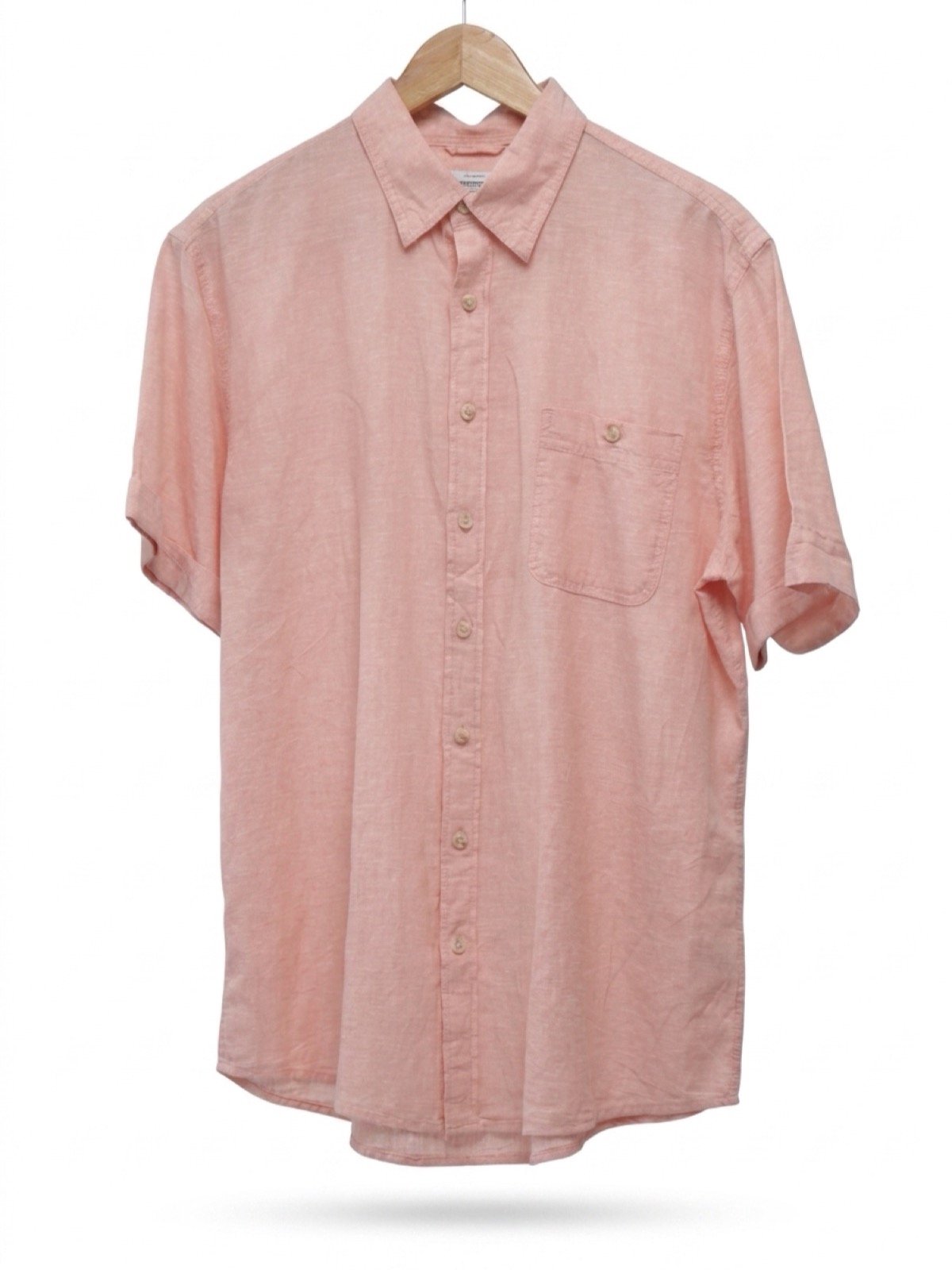 Camisa de Linho Rosa Salmão com Bolso