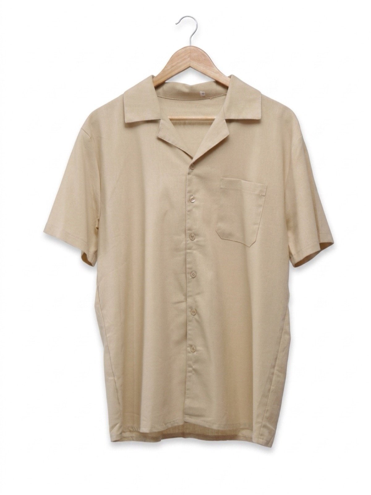 Camisa Gola Cubana Beige Camel